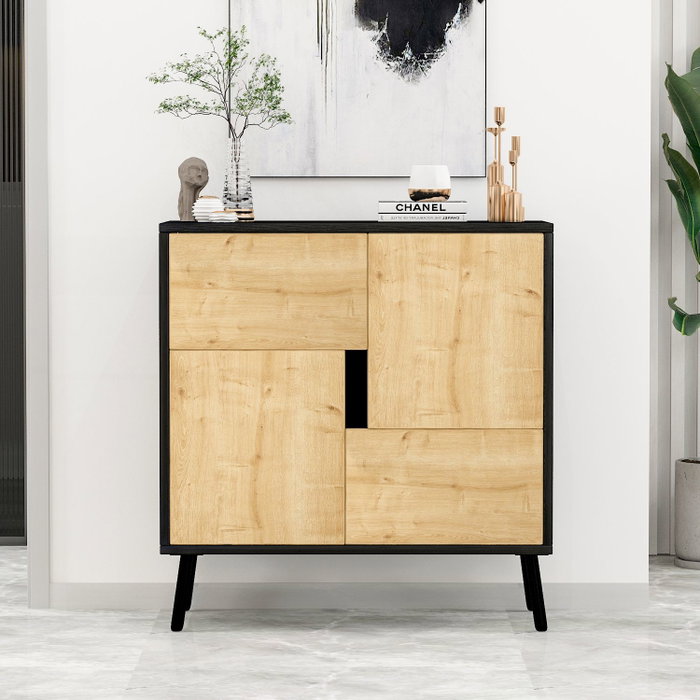Hanah Home Armario Multiusos Darien - Madera Negra, Roble Zafiro